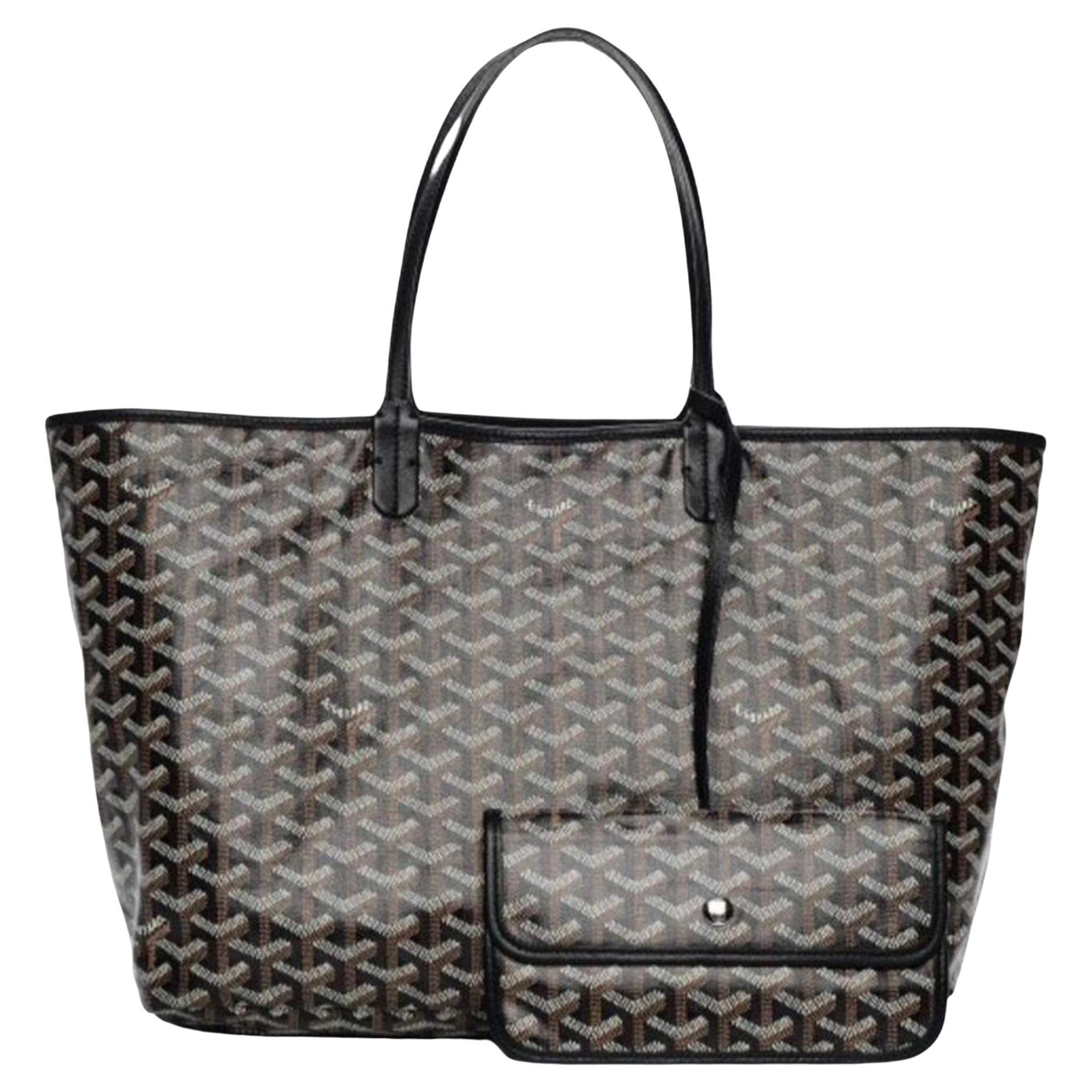 Goyard Black Chevron St Louis PM Tote Bag with Pouch 1223gy50 For