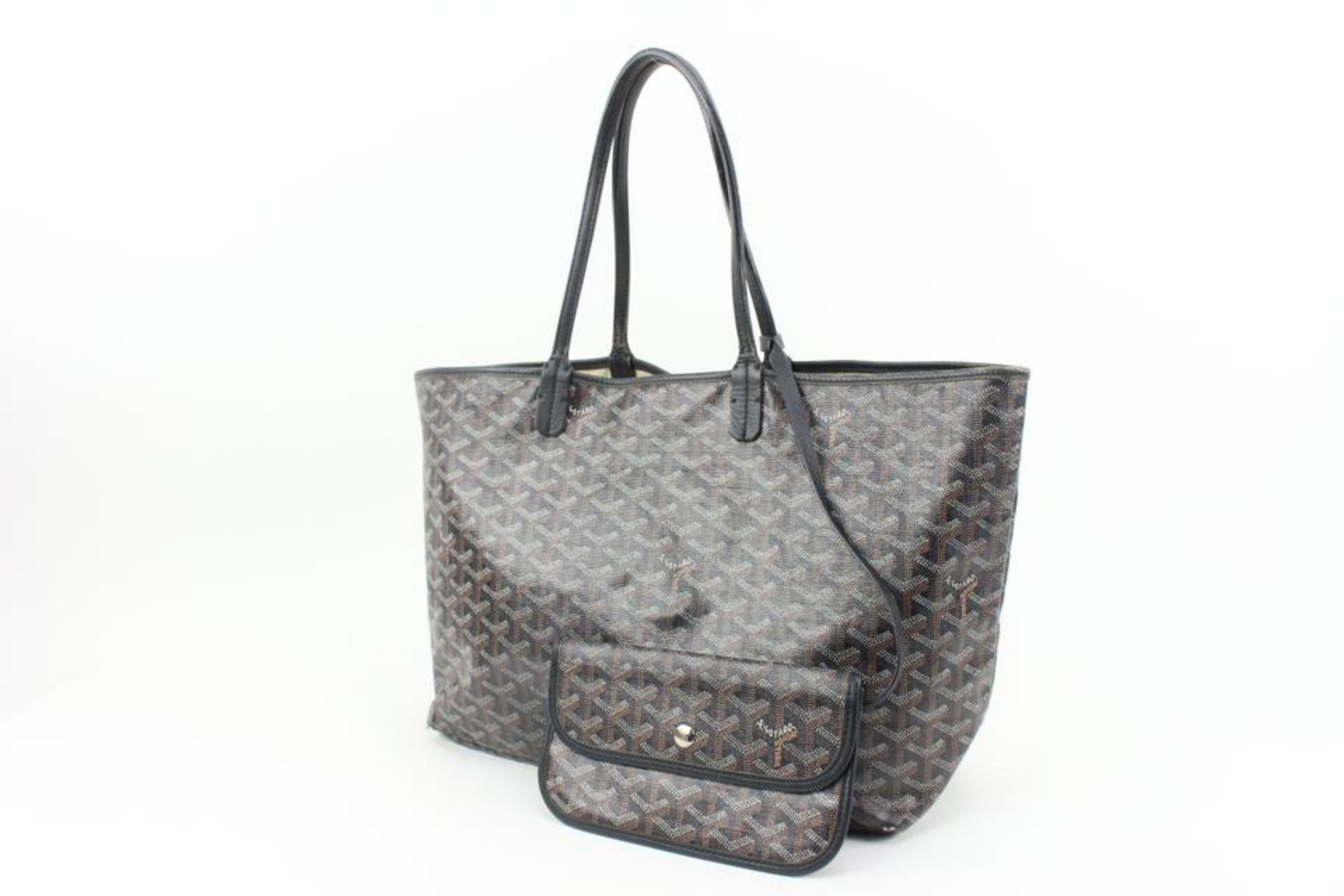 Goyard Black Chevron St Louis PM Tote Bag with Pouch 76gy39s
Date Code/Serial Number: AAS020107
Made In: France
Measurements: Length:  18.5