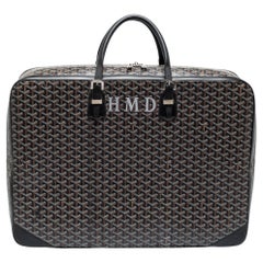 Valise Goyard Caravelle 60 en toile enduite noire et cuir