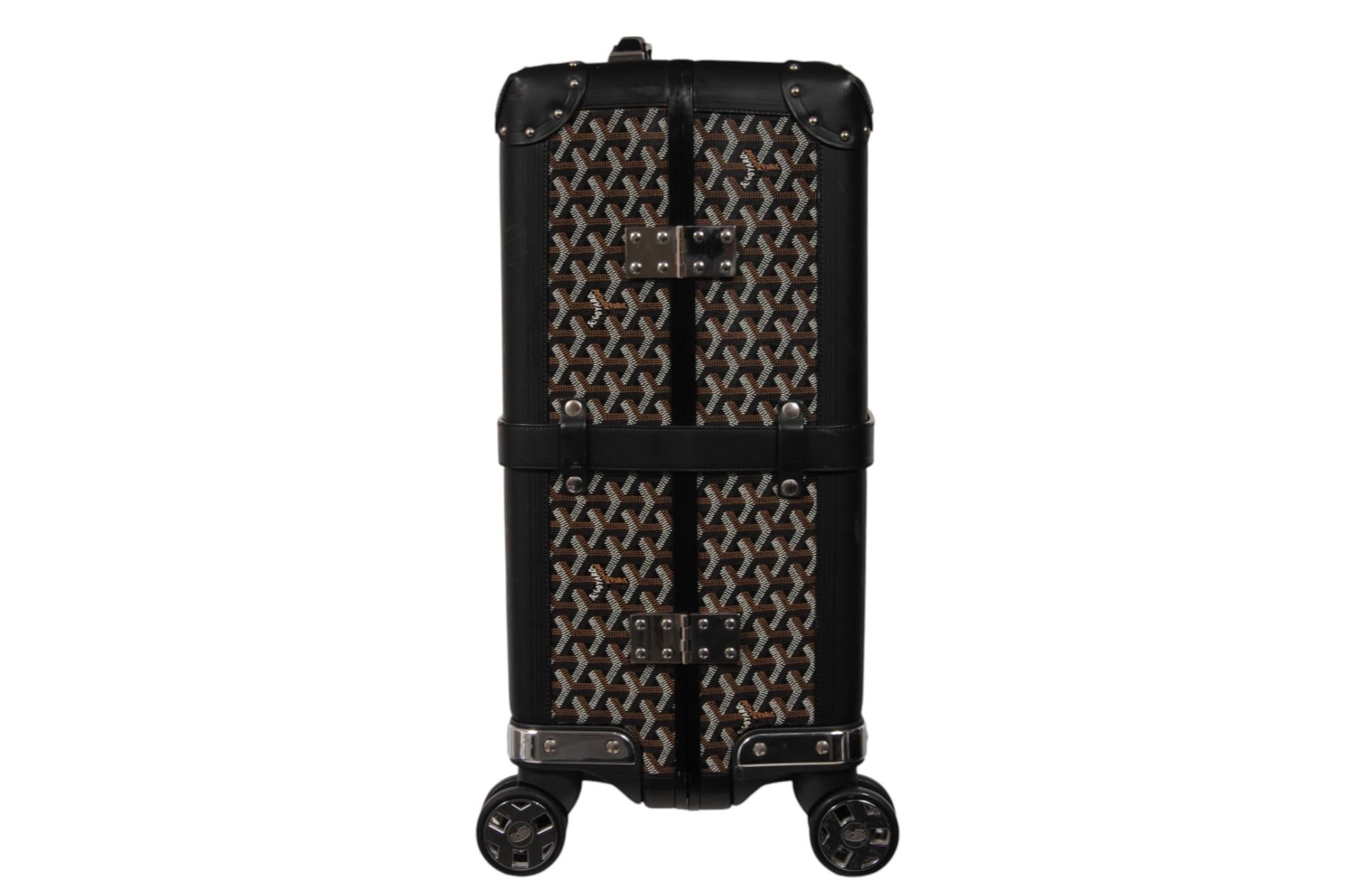 Goyard Schwarz beschichtetem Segeltuch Bourget Trolley PM Rolling Travel Trunk Gepäck tragen im Angebot 7