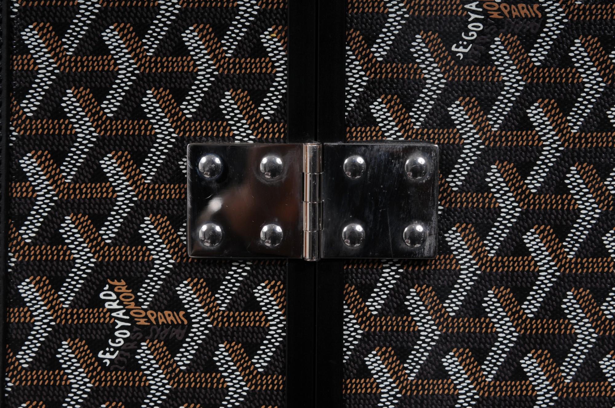 Goyard Schwarz beschichtetem Segeltuch Bourget Trolley PM Rolling Travel Trunk Gepäck tragen im Angebot 8