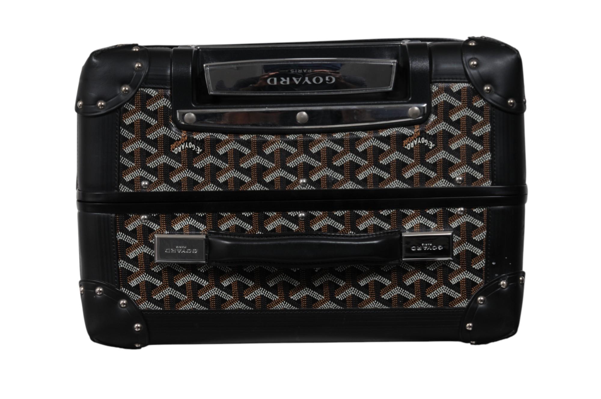 Goyard Schwarz beschichtetem Segeltuch Bourget Trolley PM Rolling Travel Trunk Gepäck tragen im Angebot 9