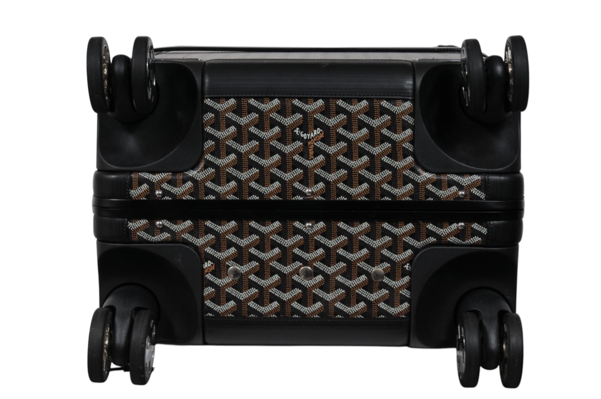 Goyard Schwarz beschichtetem Segeltuch Bourget Trolley PM Rolling Travel Trunk Gepäck tragen im Angebot 10