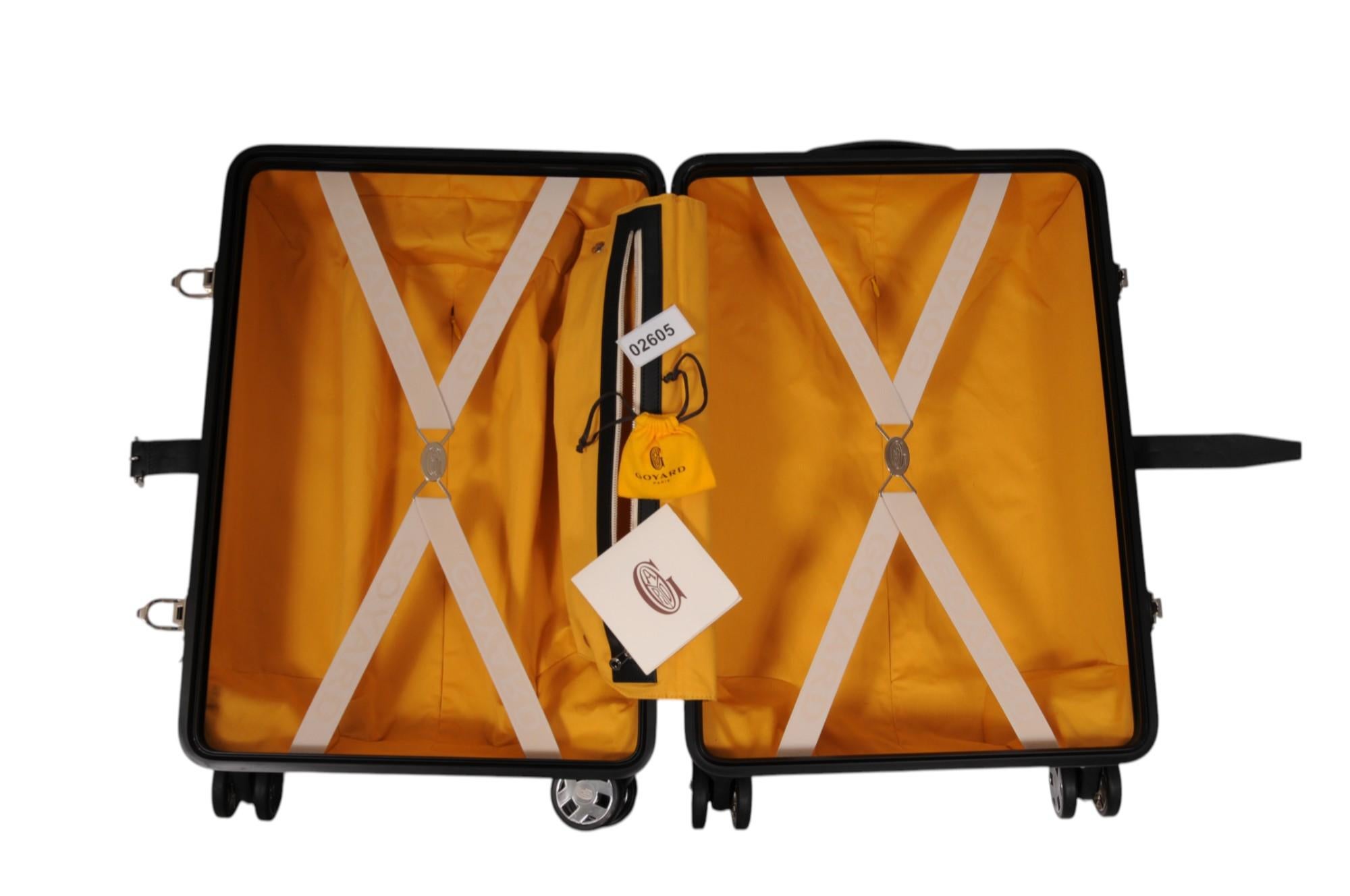 Goyard Schwarz beschichtetem Segeltuch Bourget Trolley PM Rolling Travel Trunk Gepäck tragen im Angebot 12
