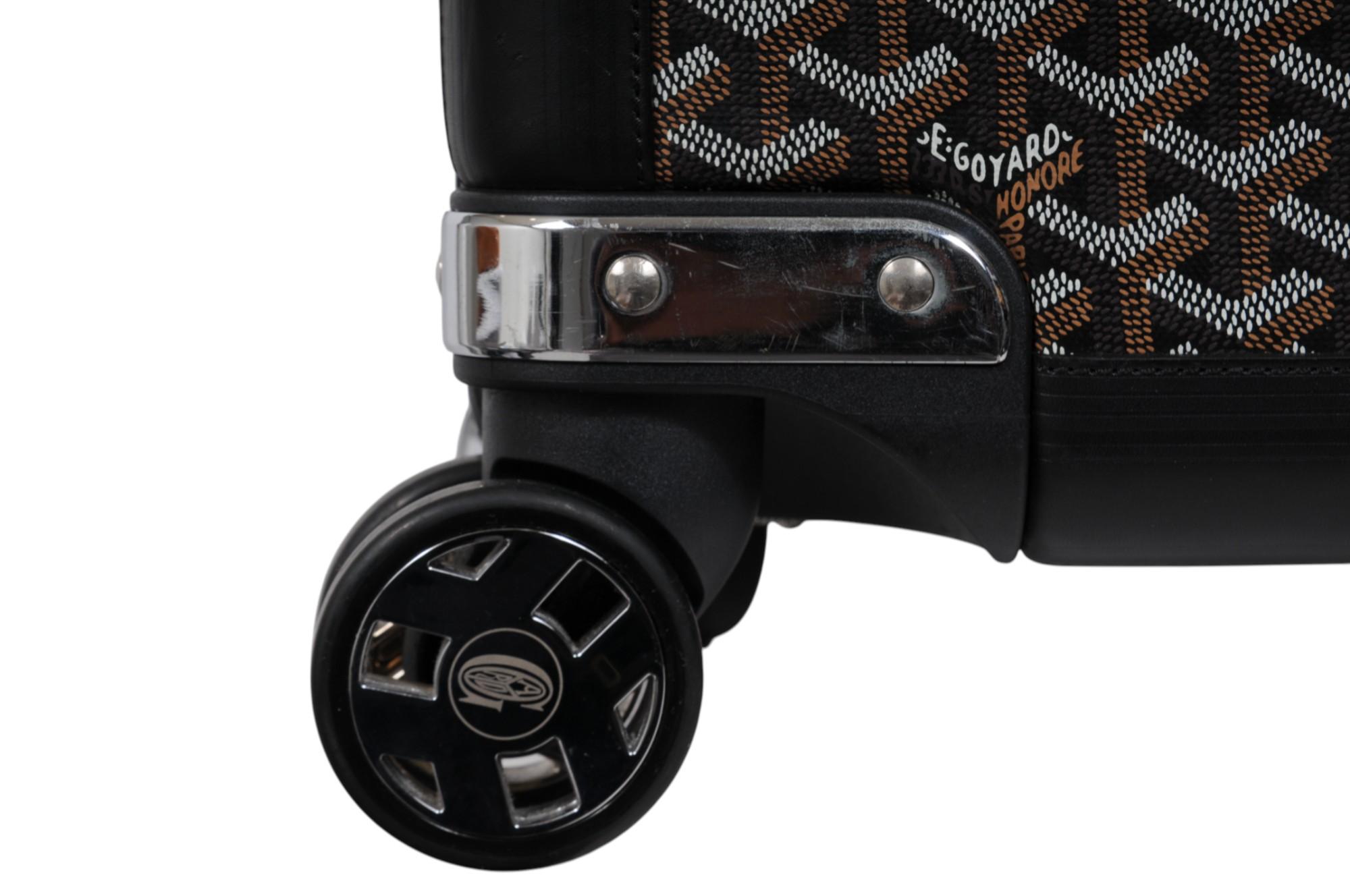 Goyard Schwarz beschichtetem Segeltuch Bourget Trolley PM Rolling Travel Trunk Gepäck tragen für Damen oder Herren im Angebot