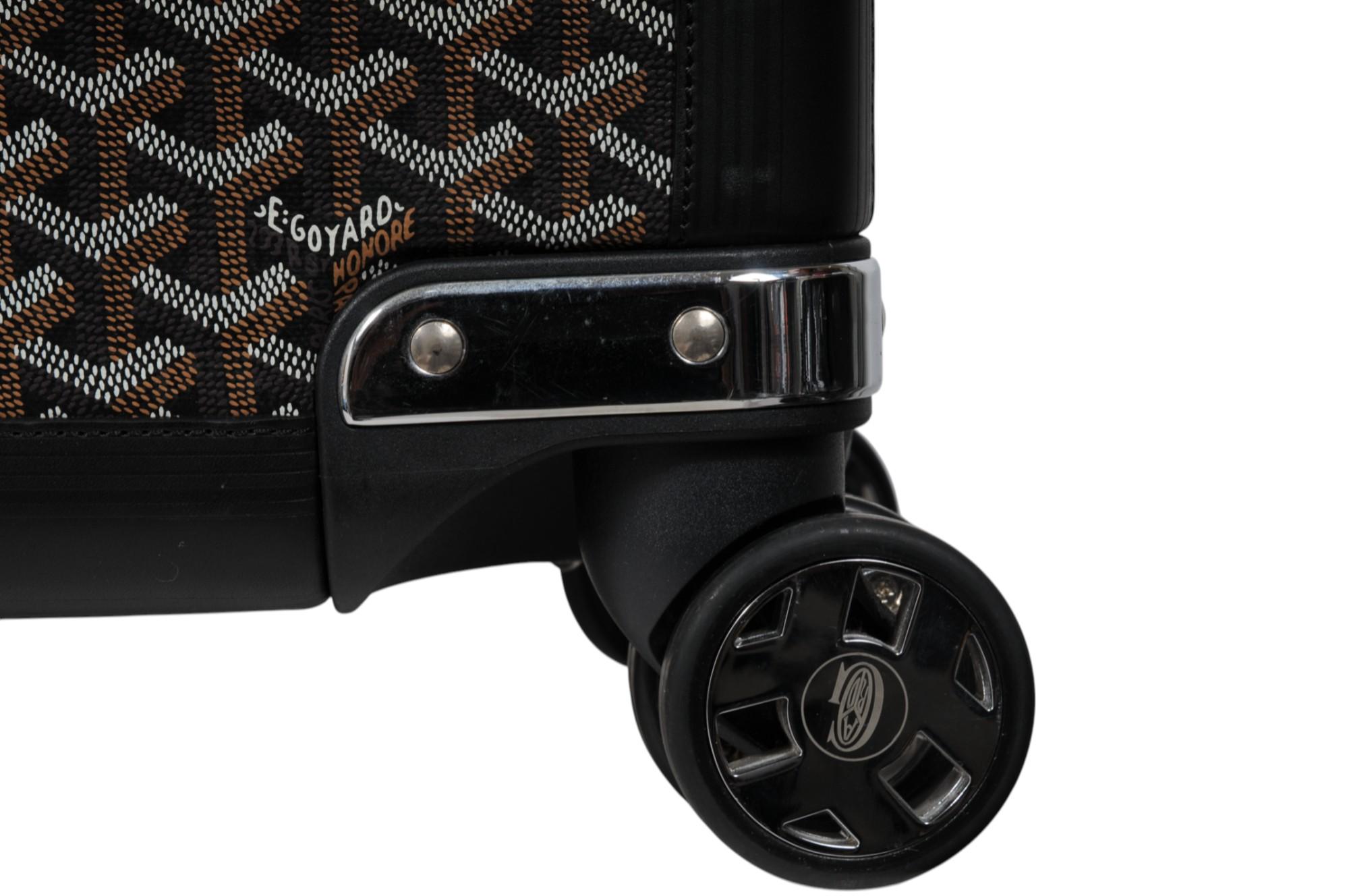 Goyard Schwarz beschichtetem Segeltuch Bourget Trolley PM Rolling Travel Trunk Gepäck tragen im Angebot 1