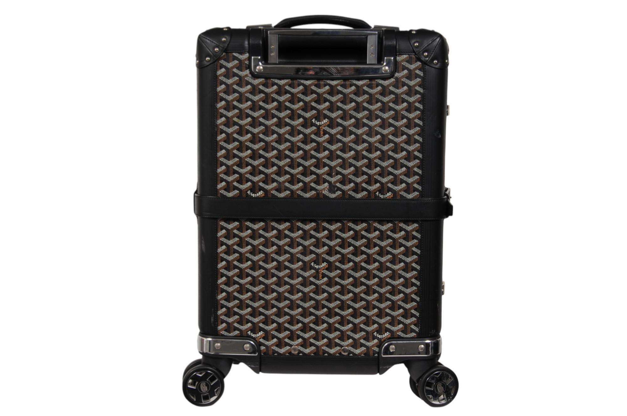 Goyard Schwarz beschichtetem Segeltuch Bourget Trolley PM Rolling Travel Trunk Gepäck tragen im Angebot 4