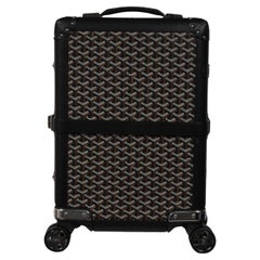 Goyard Black Coated Canvas Bourget Trolley PM Rolling Travel Trunk Luggage Carry