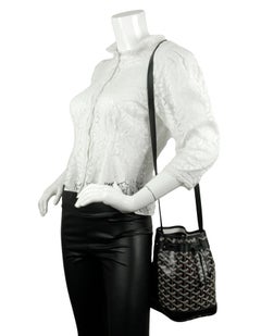 Goyard schwarz beschichtetes Segeltuch Goyardine Petit Flot PM Umwandelbare Eimertasche