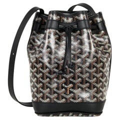 Goyard schwarz beschichtetes Segeltuch Goyardine Petit Flot PM Umwandelbare Eimertasche