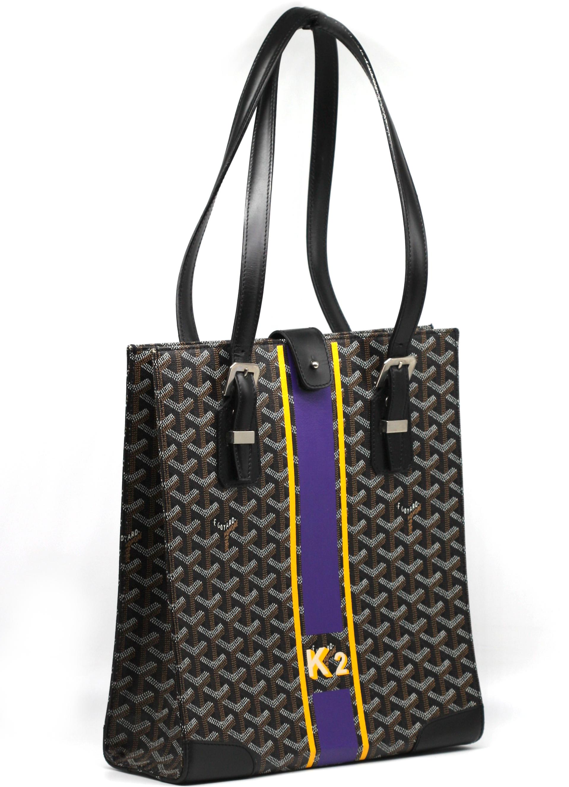 Goyard Black Goyardine Canvas and Chevroches Calfskin Tote In Good Condition For Sale In West Palm Beach, FL