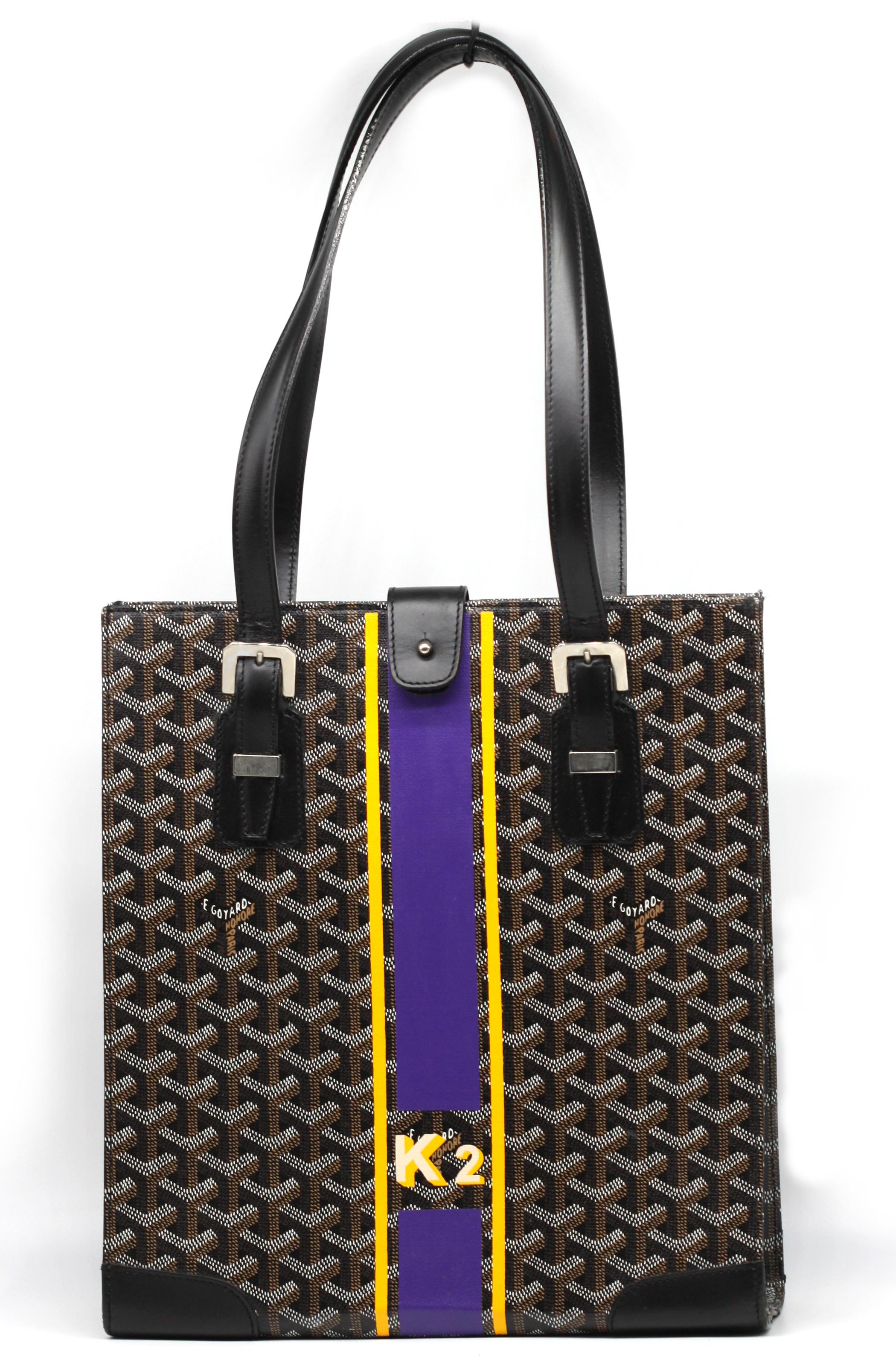 Goyard Black Goyardine Canvas and Chevroches Calfskin Tote For Sale 4