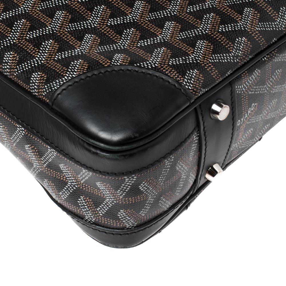 Goyard Schwarzes Goyardine Ambassade PM Aktentasche aus Segeltuch und Leder 6