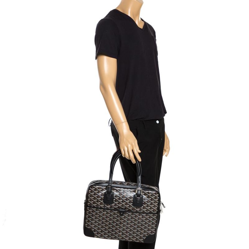 Goyard Maletín Ambassade PM de lona y piel Goyardine negra Negro