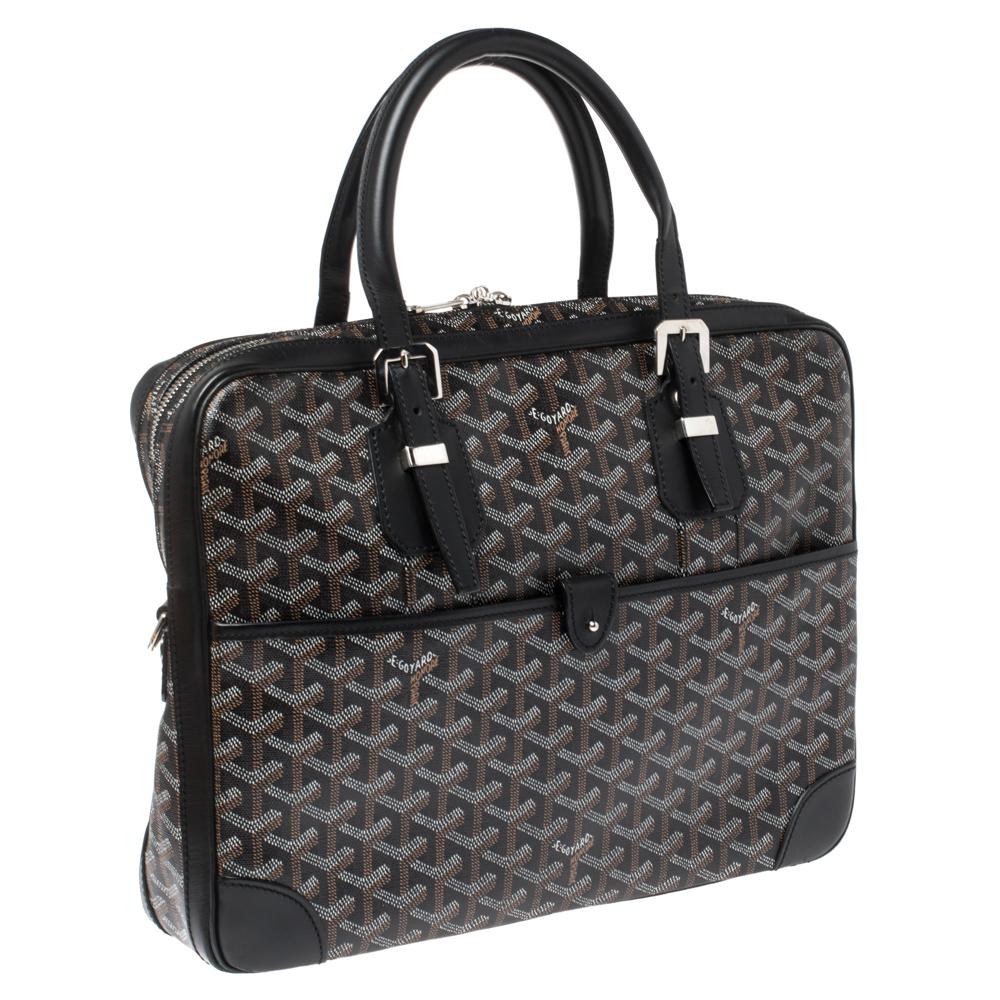 Goyard Black Goyardine Canvas and Leather Ambassade PM Briefcase In Good Condition In Dubai, Al Qouz 2