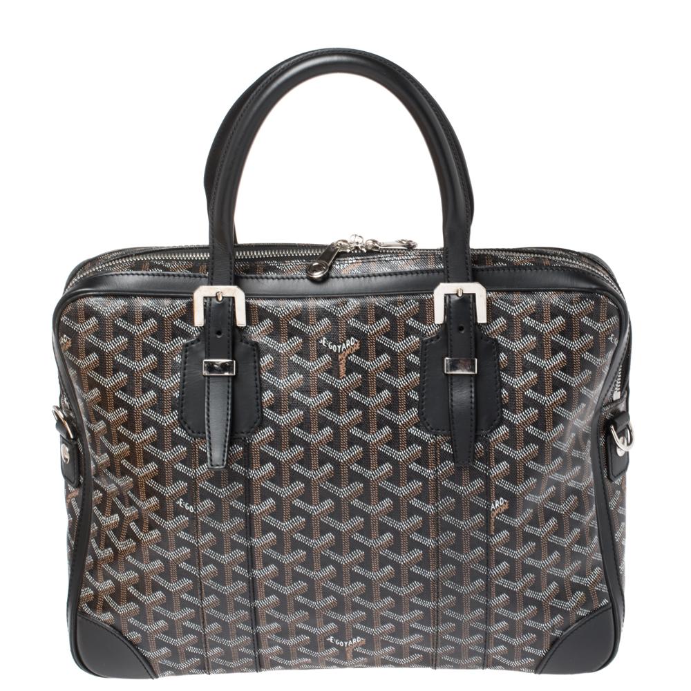 Men's Goyard Black Goyardine Canvas and Leather Ambassade PM Briefcase