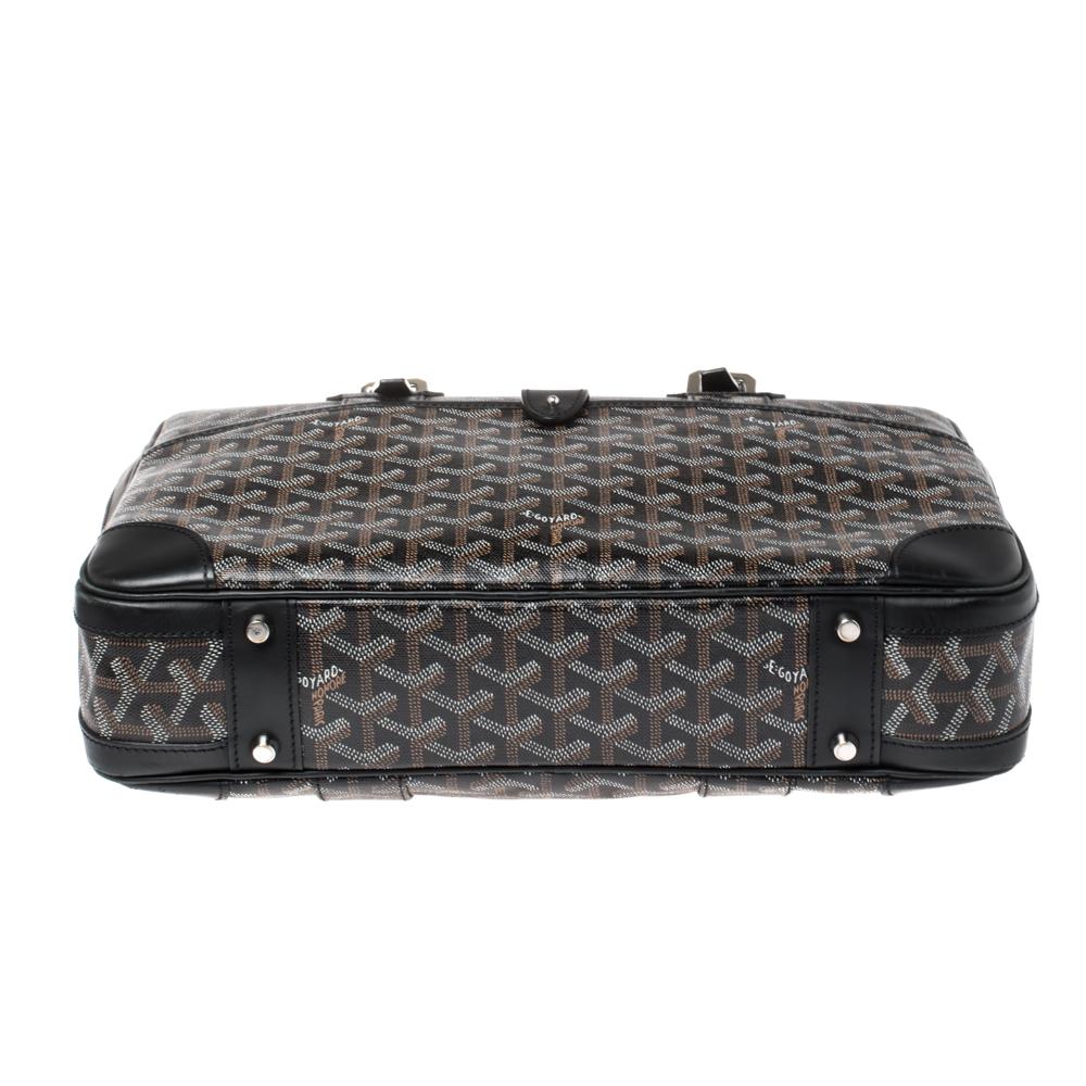 Goyard Schwarzes Goyardine Ambassade PM Aktentasche aus Segeltuch und Leder 1