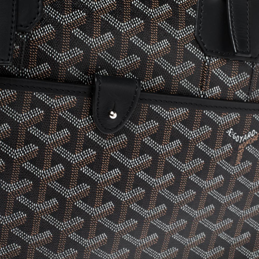Goyard Schwarzes Goyardine Ambassade PM Aktentasche aus Segeltuch und Leder 3