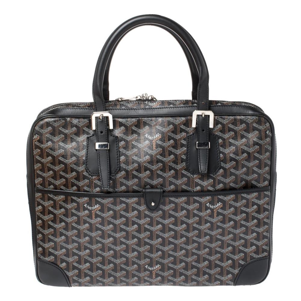 Goyard Black Goyardine Canvas and Leather Ambassade PM Briefcase