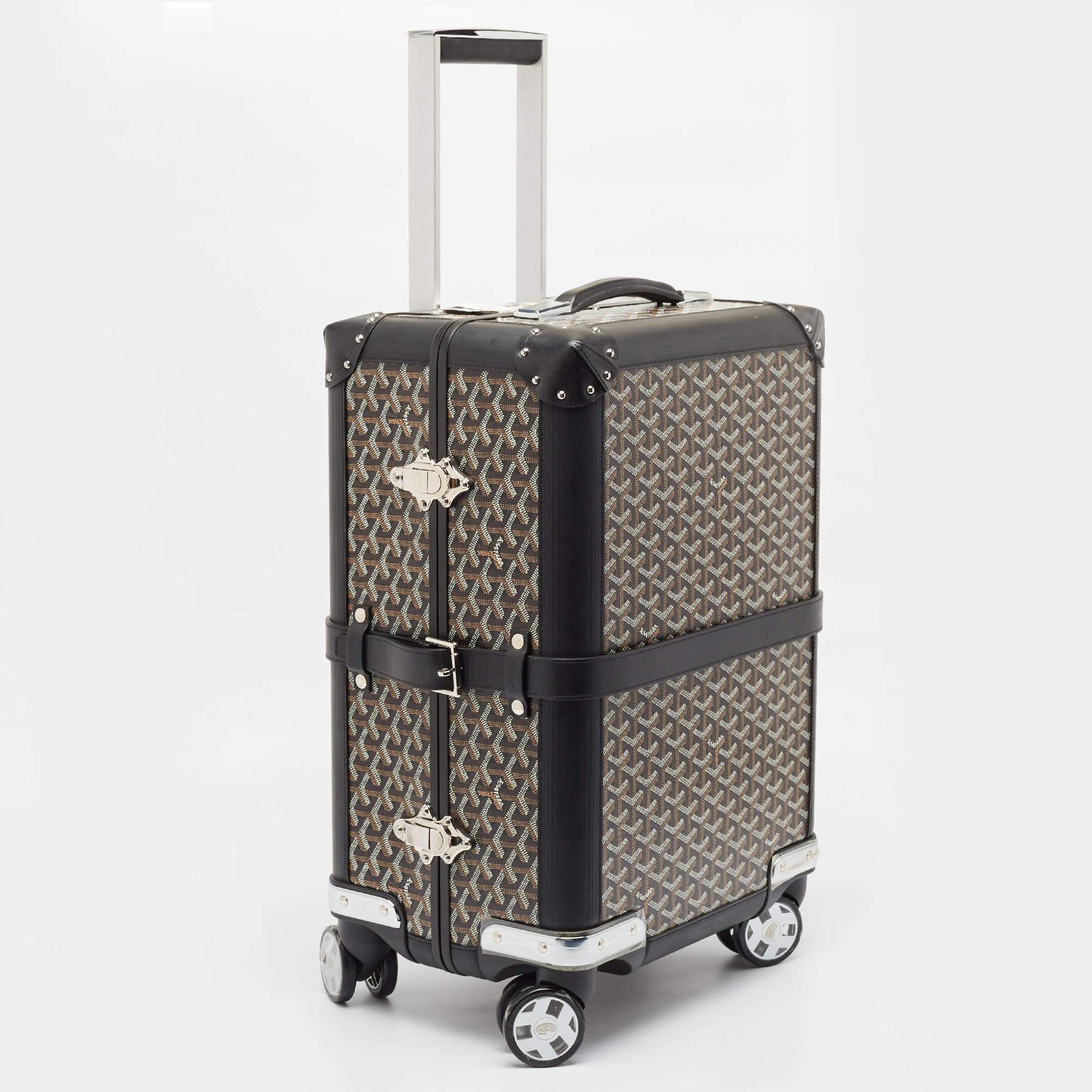 Goyard Black Goyardine Canvas and Leather Bourget PM Trolley In New Condition In Dubai, Al Qouz 2