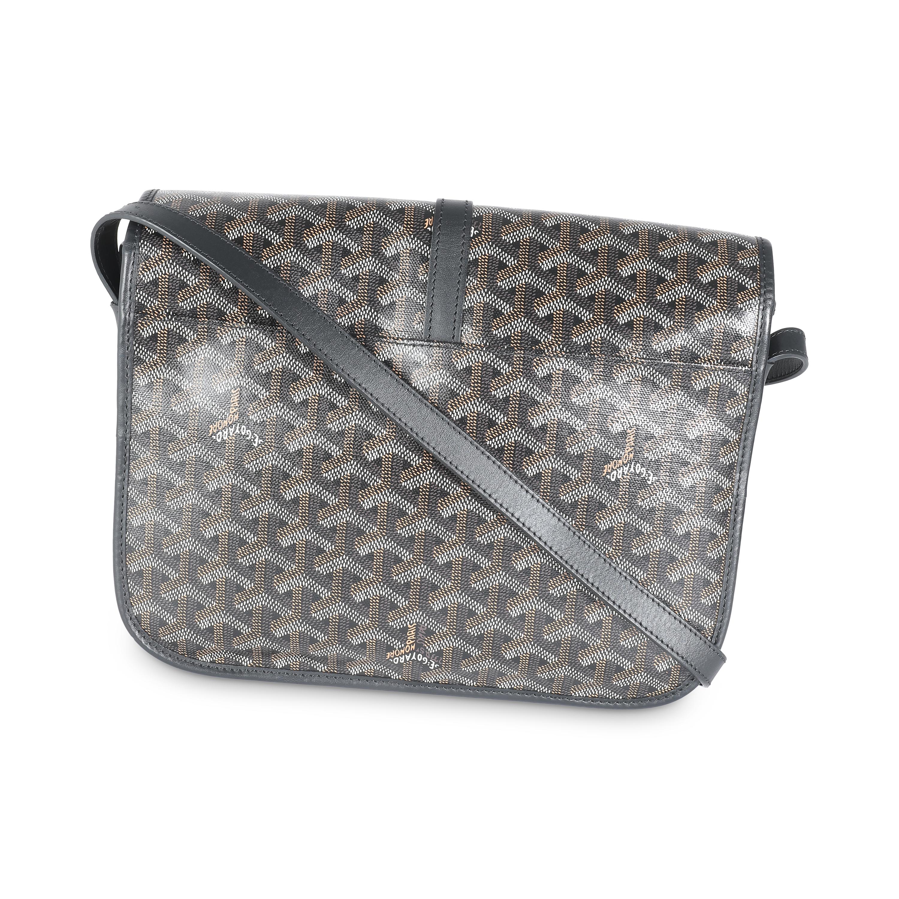 Listing Title: Goyard Black Goyardine Canvas Belvedere II MM
SKU: 141497
Condition: Pre-owned 
Condition Description: Goyard’s signature Goyardine pattern has quietly taken over the luxury fashion scene. A heritage brand that has been around since