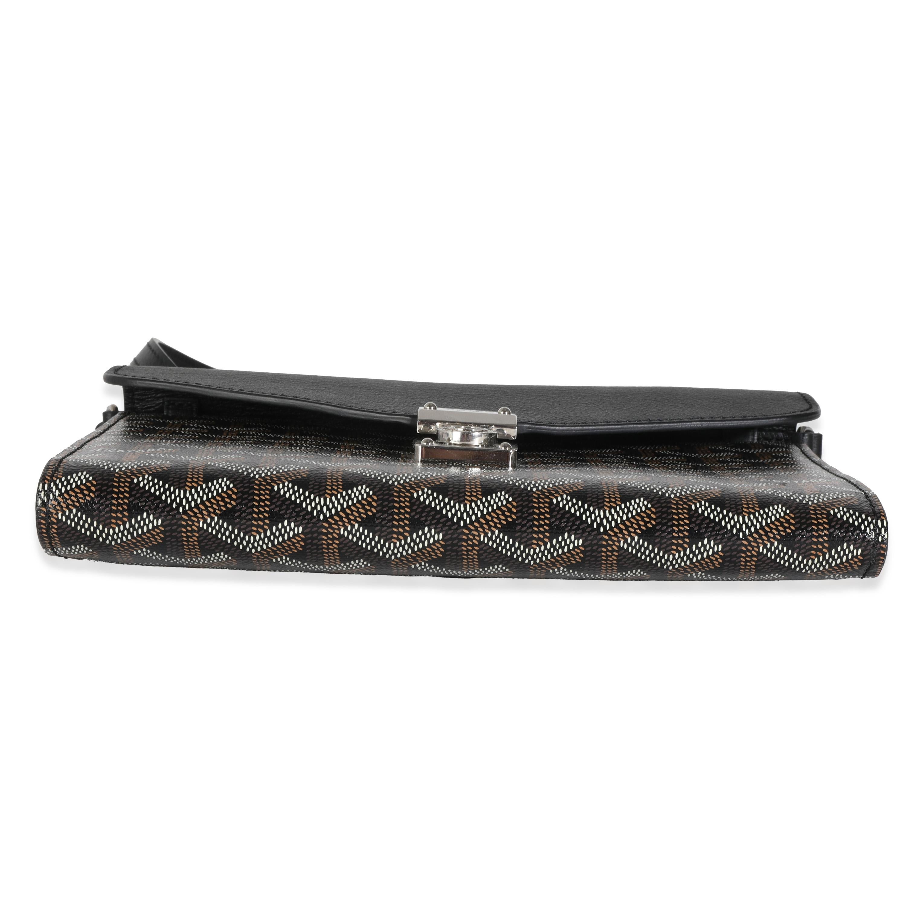 Women's or Men's Goyard Black Goyardine Canvas Chypre Wallet Pouch For Sale