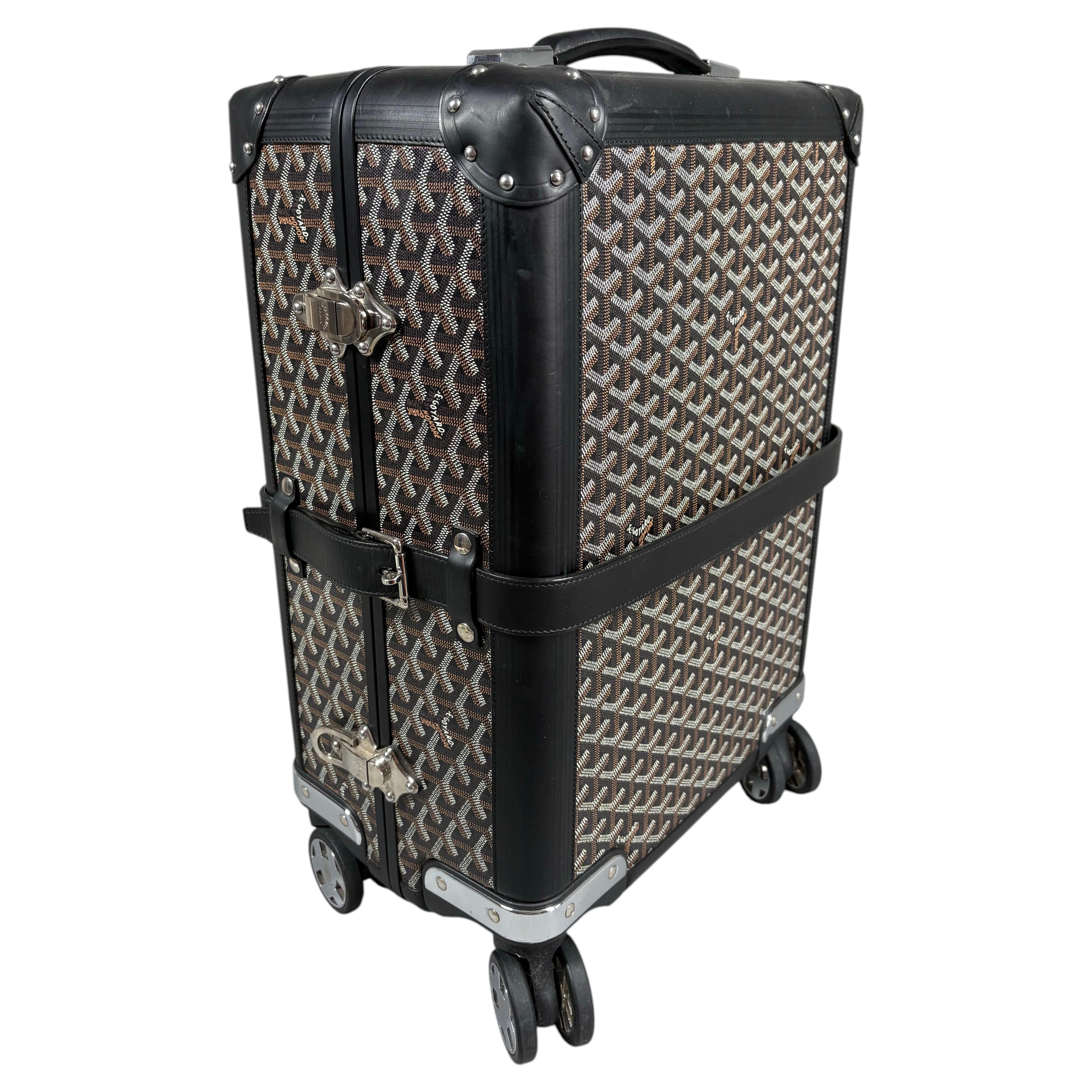 Goyard Black Goyardine Canvas & Clamecy Cowhide Bourget PM Trolley Case