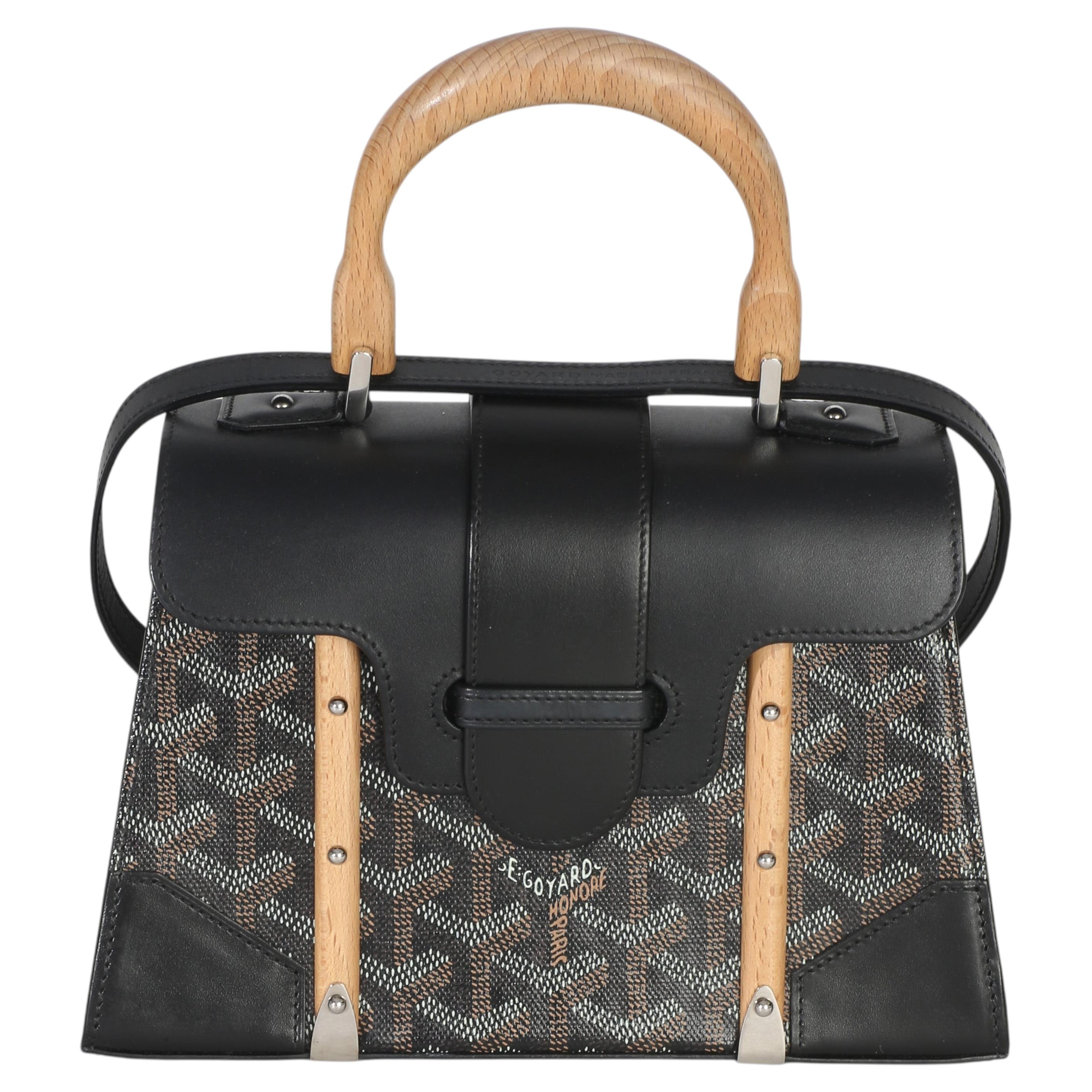 Goyard Black Goyardine Canvas Structured Mini Saigon Top Handle For Sale