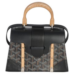 Goyard Black Goyardine Canvas Structured Mini Saigon Top Handle