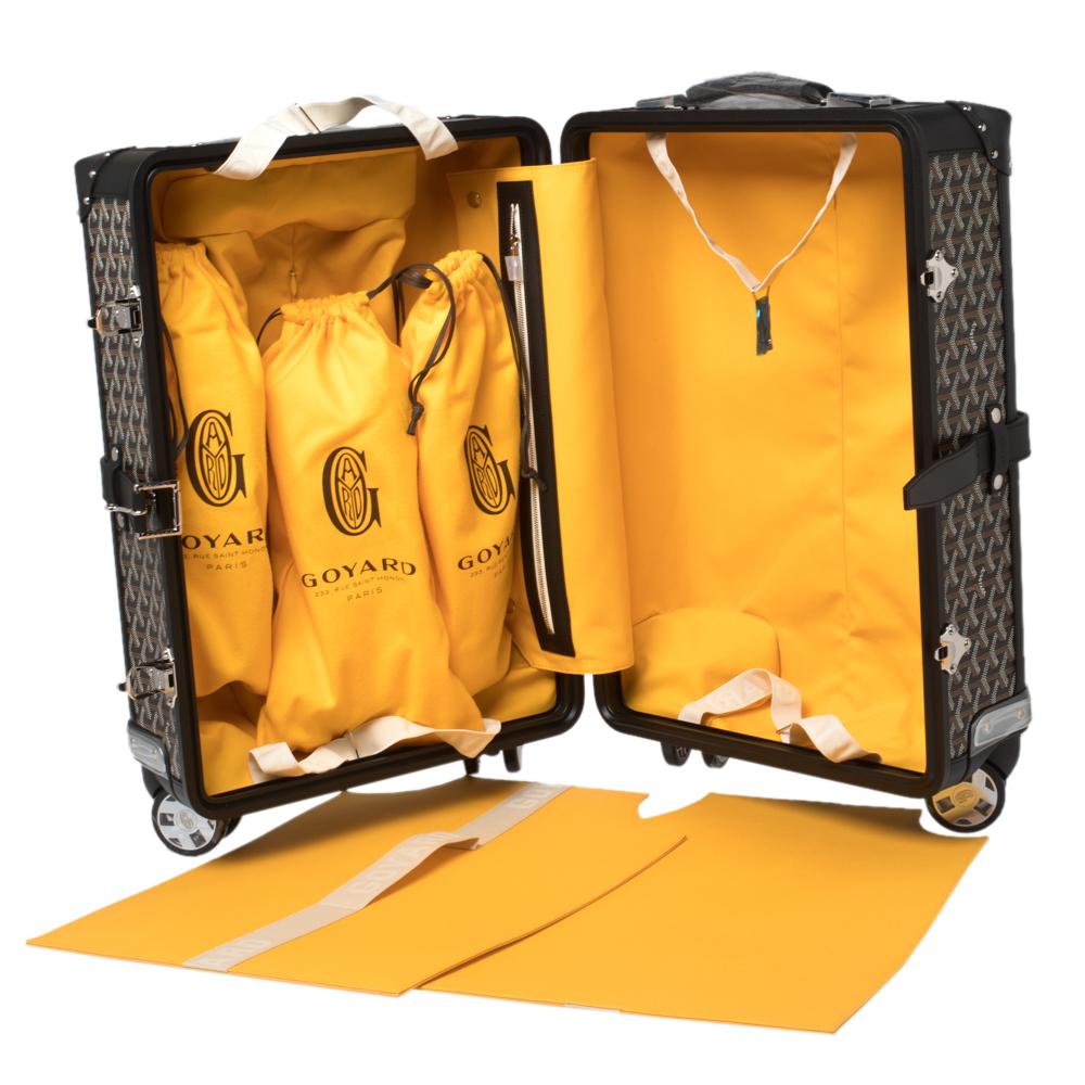 Men's Goyard Black Goyardine Coated Canvas and Leather Bourget PM Trolley