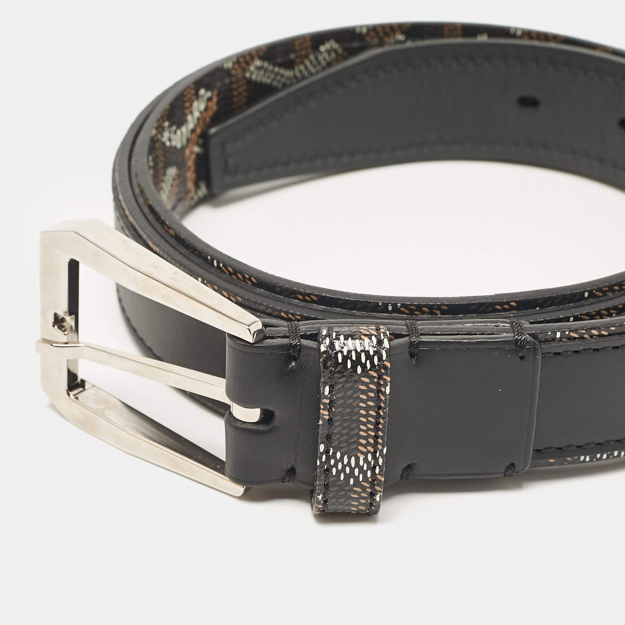 Belts are fine accessories to upgrade any basic look to a statement making one. We particularly love this offering by Goyard. Formed using the finest materials the belt has a well made buckle and an impeccable finish.