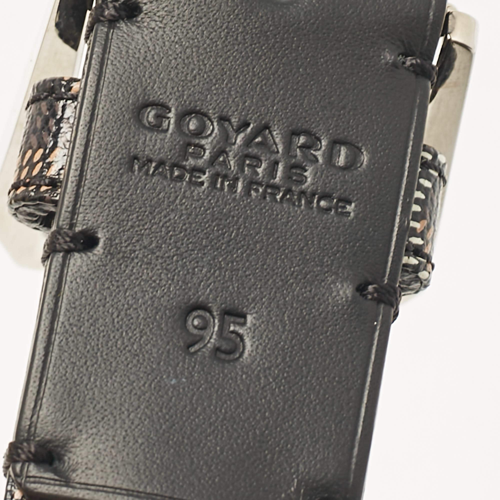 Men's Goyard Black Goyardine Coated Canvas and Leather Buckle Belt 95 CM For Sale