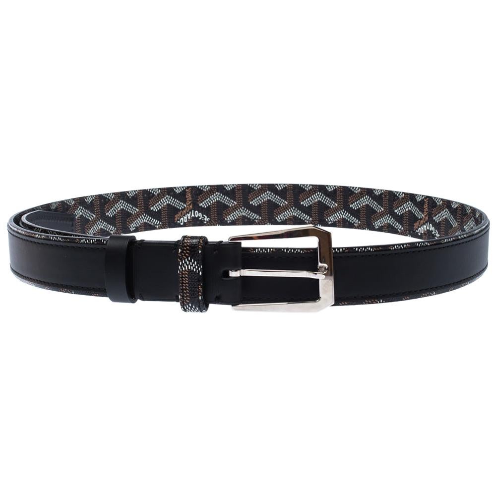 Goyard Men's Black Tan Goyardine Florida Belt sz 95 at 1stDibs