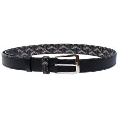 Goyard Schwarz Goyardine beschichtet Segeltuch und Leder Schnalle Gürtel 95CM