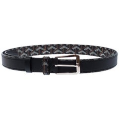 Used Goyard Black Goyardine Coated Canvas and Leather Buckle Belt 95CM