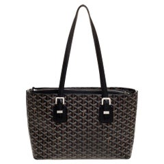 Goyard Schwarz Goyardine beschichtetem Segeltuch und Leder Okinawa PM Tote