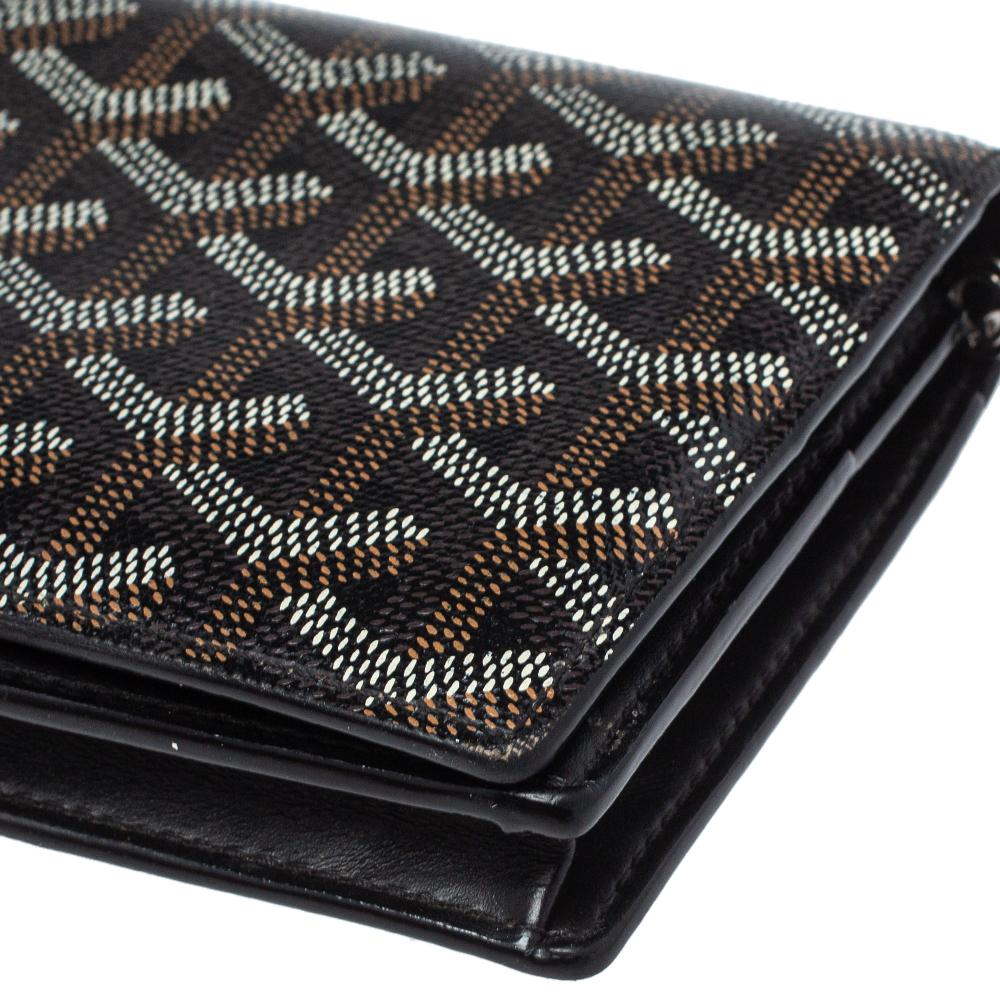 Goyard Black Goyardine Coated Canvas and Leather Richelieu Wallet In Fair Condition In Dubai, Al Qouz 2