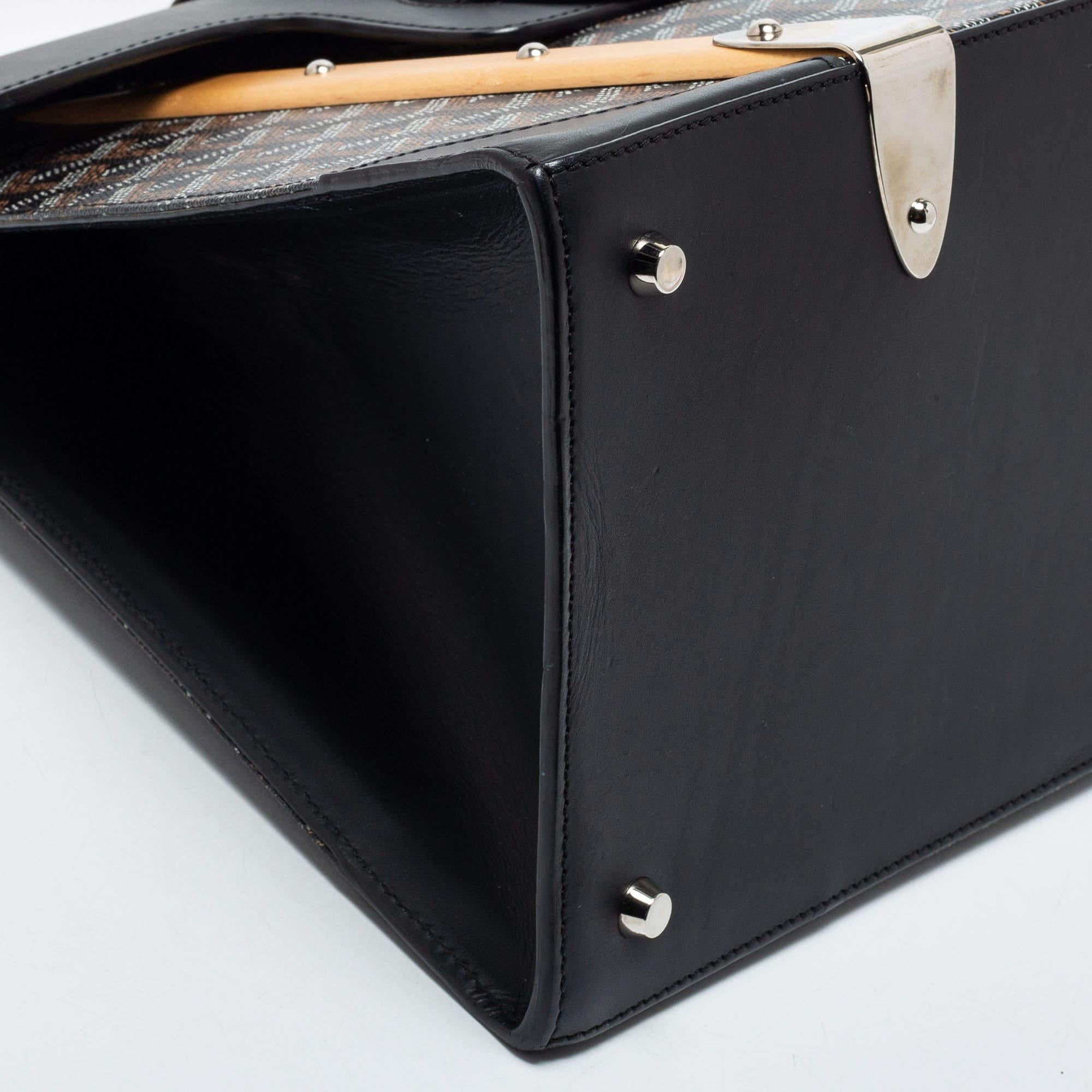 Goyard Black Goyardine Coated Canvas and Leather Saigon MM Top Handle Bag 7