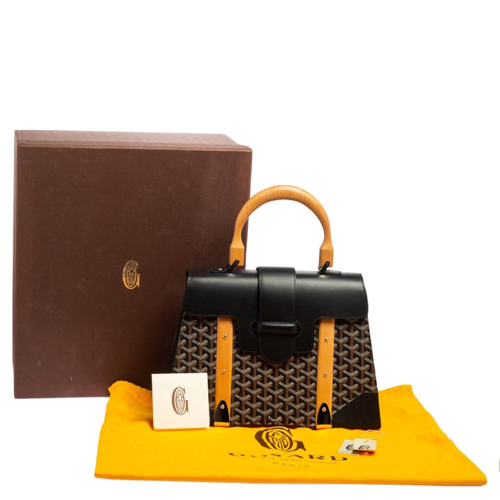 Goyard Borsa Goyardine nera in tela rivestita e pelle Saigon MM con manico superiore 9