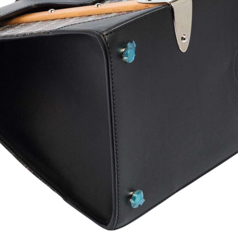 Goyard Borsa Goyardine nera in tela rivestita e pelle Saigon MM con manico superiore 1
