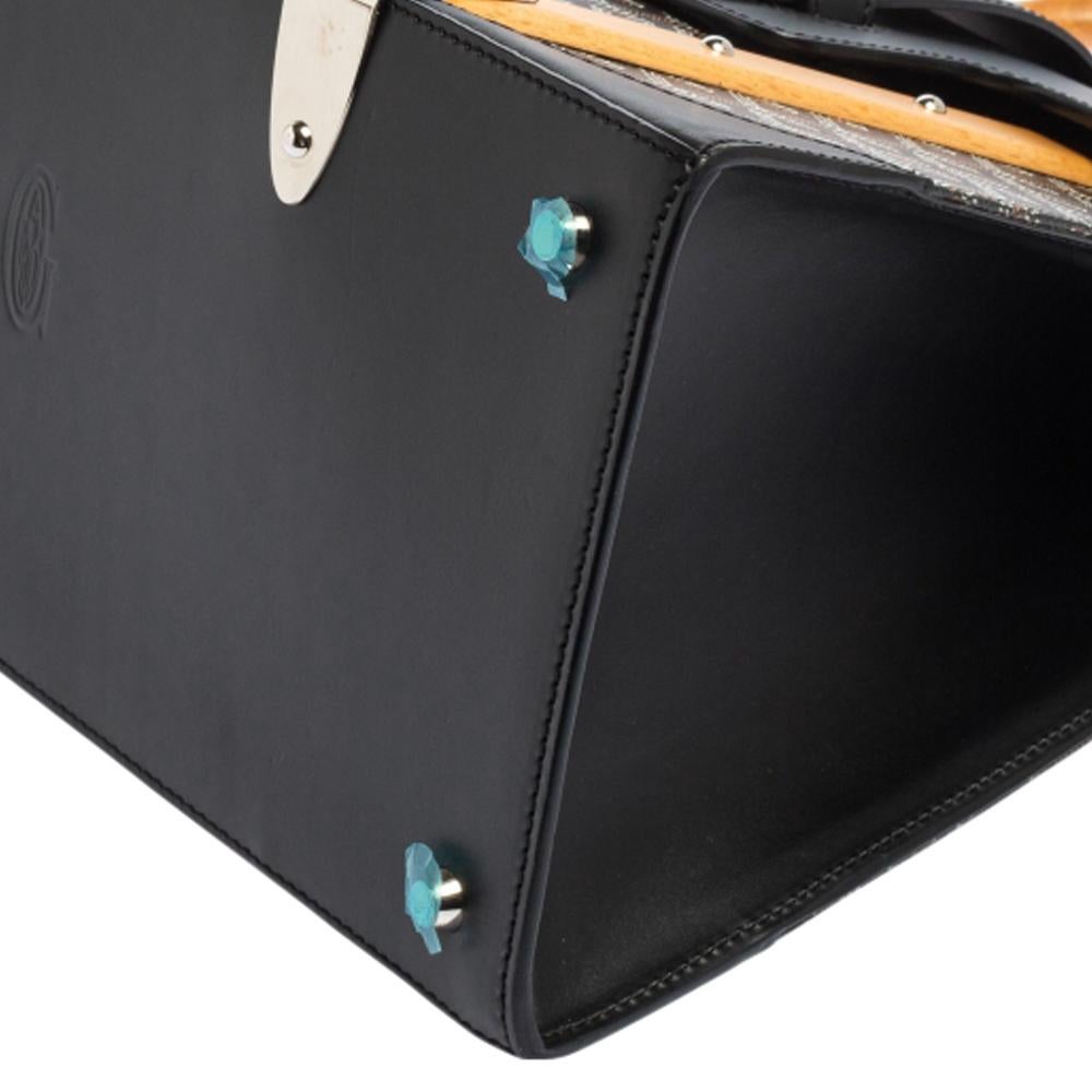 Goyard Borsa Goyardine nera in tela rivestita e pelle Saigon MM con manico superiore 2
