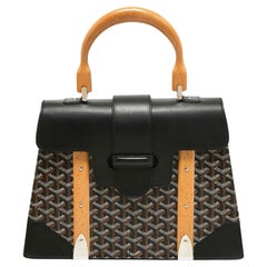 Goyard Black Goyardine Coated Canvas and Leather Saigon MM Top Handle Bag