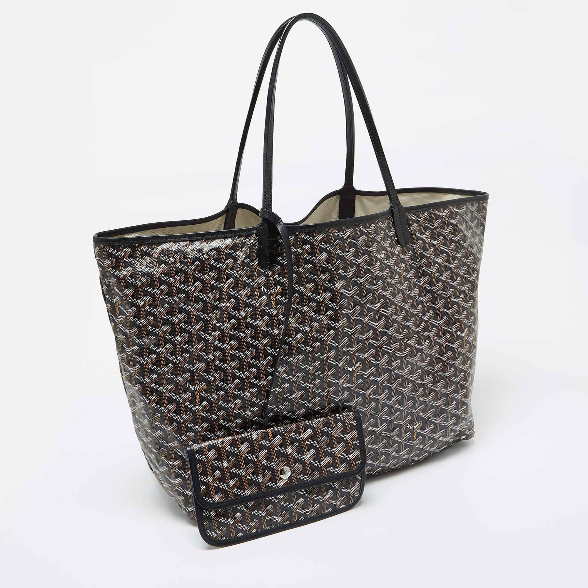 Goyard Black Goyardine Coated Canvas and Leather Saint Louis GM Tote In Good Condition In Dubai, Al Qouz 2