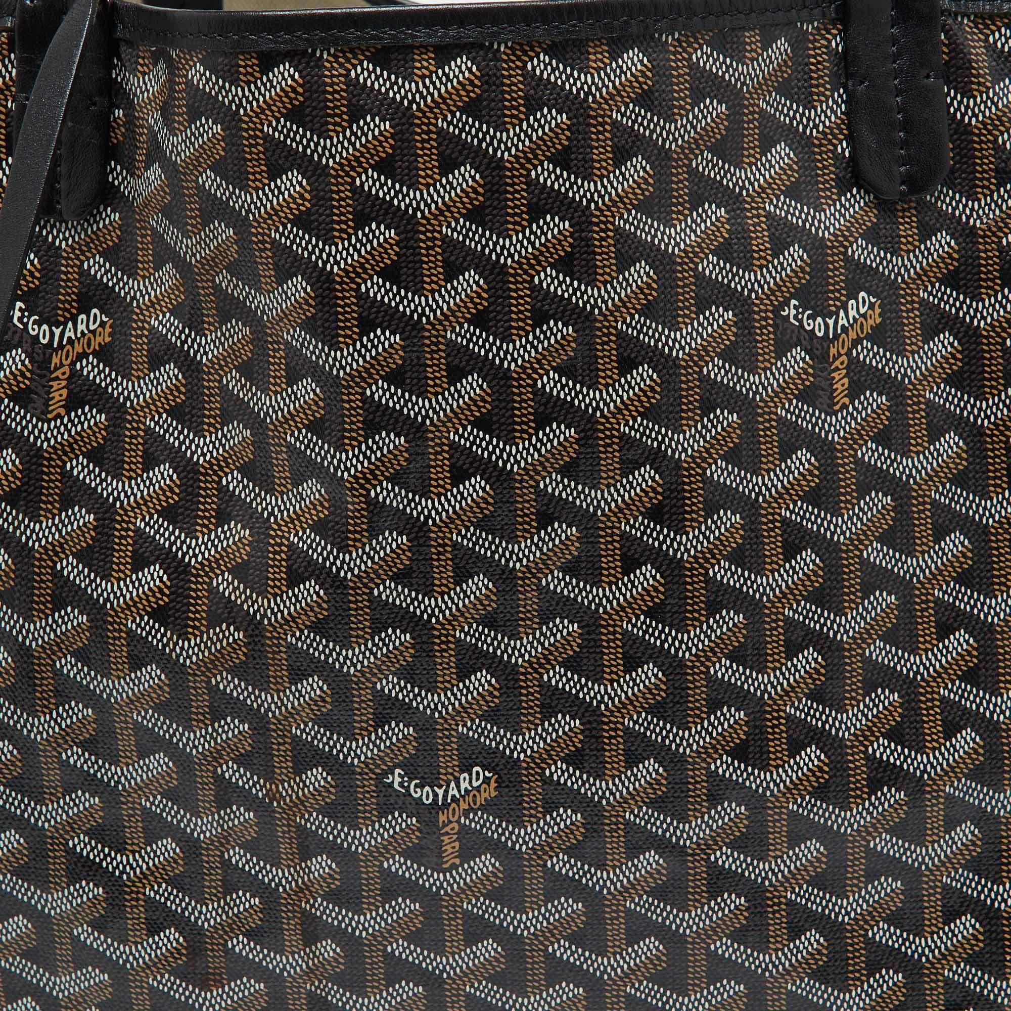 Goyard Black Goyardine Coated Canvas and Leather Saint Louis GM Tote 2