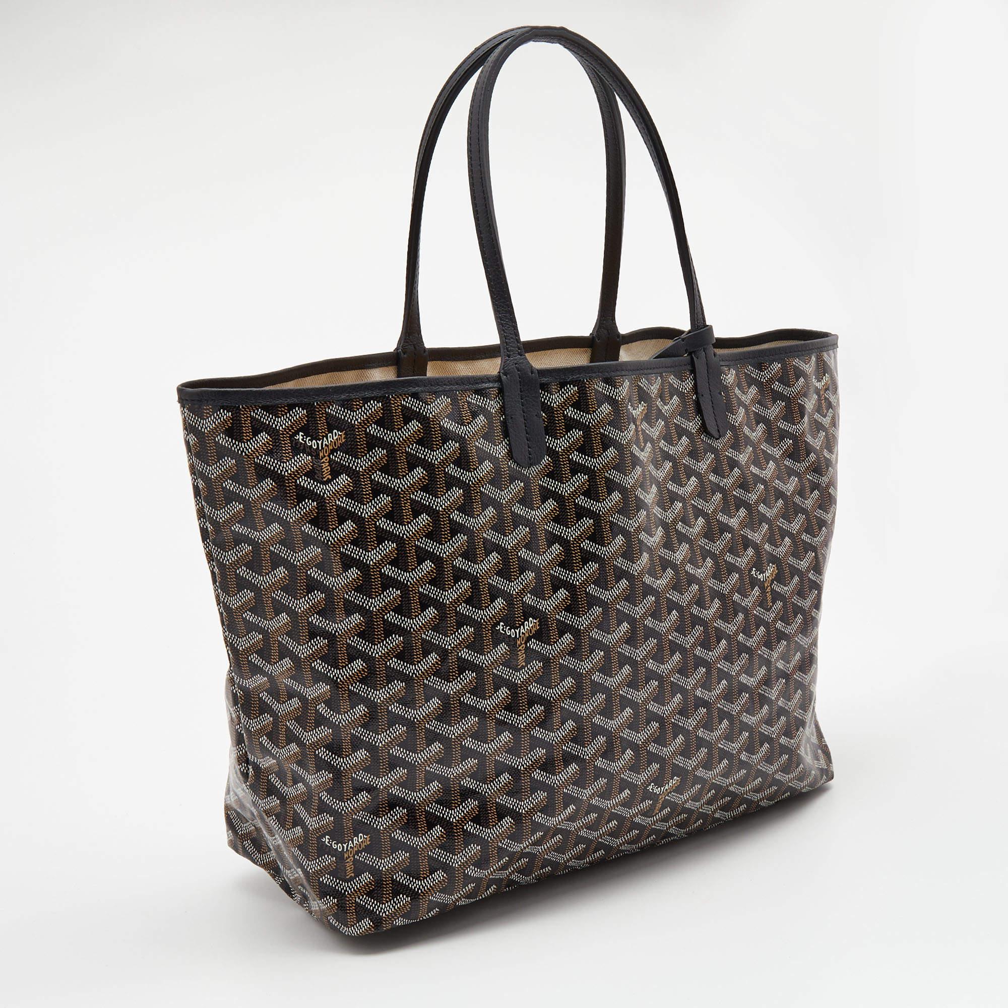 Women's Goyard Black Goyardine Coated Canvas and Leather Saint Louis PM Tote