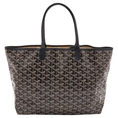 Goyard Sac cabas Saint Louis PM en toile et cuir enduite Goyardine noire