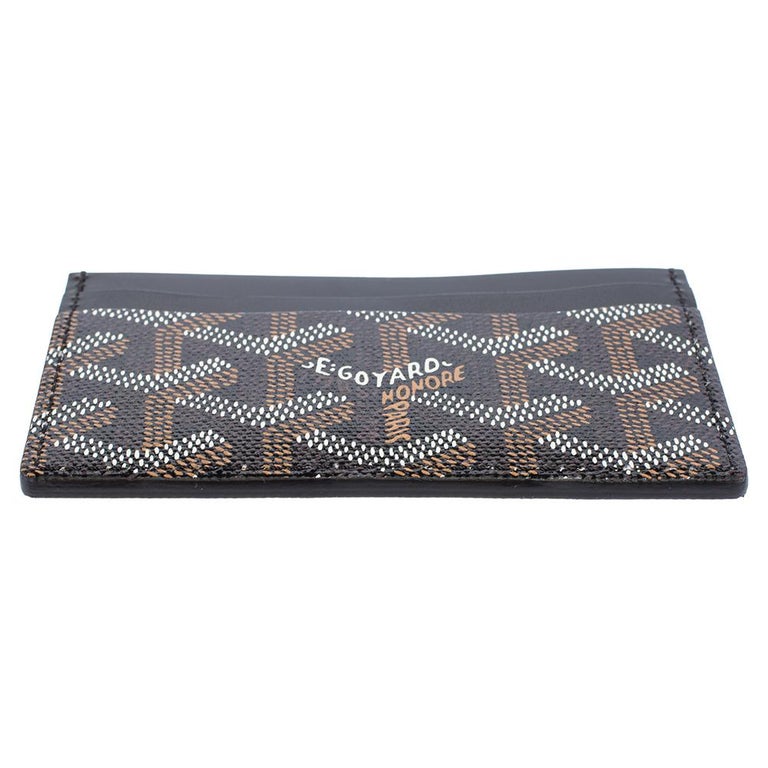 Goyard Flat Card Holder in Black Signature Coated Textile and Brown Ca –  Brands Lover