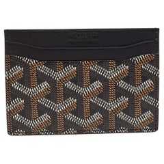 Goyard - Porte-cartes Saint Sulpice en toile et cuir enduite de goyardine noire