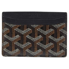 Goyard - Porte-cartes Saint Sulpice en toile et cuir enduite de goyardine noire