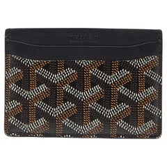 Goyard - Porte-cartes Saint Sulpice en toile et cuir enduite de goyardine noire